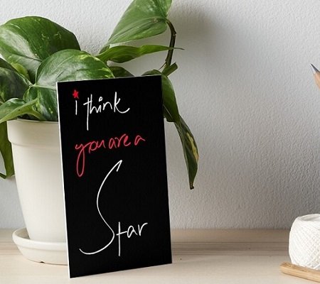 Wall Art with Appreciation Lines: ''I Think You are a Star'' in Hand Writing Style